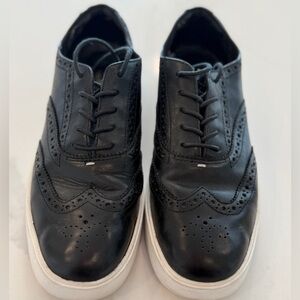 Clarks Black Leather Platform Oxford Brogue Shoes Women’s 9